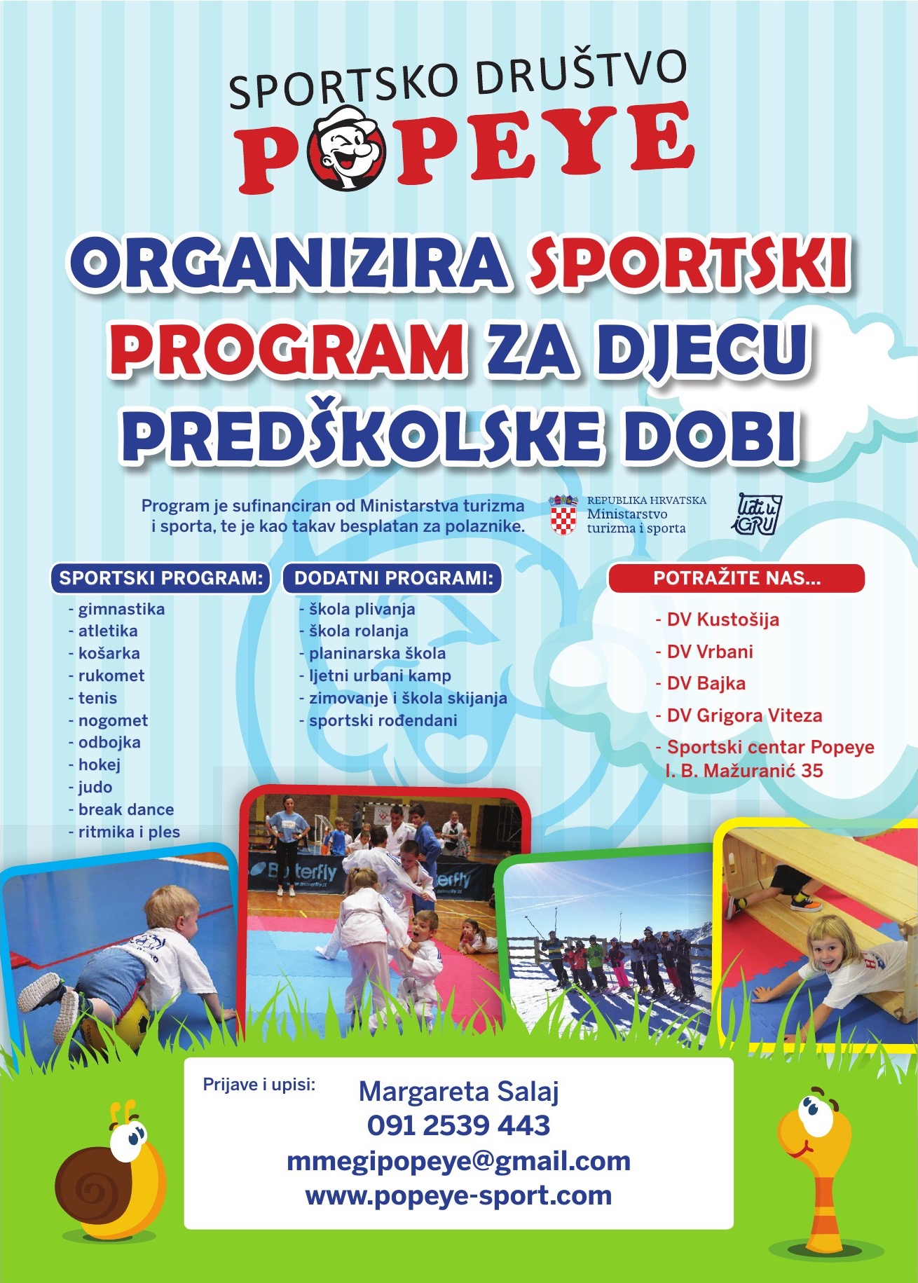 Plakat za Sportski program za djecu predškolske dobi